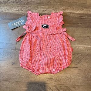 3-6m Fit Garb Georgia Bulldogs Red Gingham Baby Romper